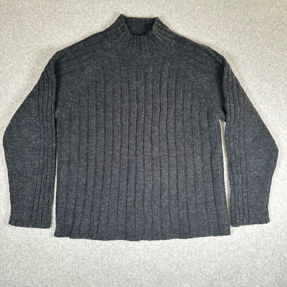 Whispering Smith Mens Size XL Wool Blend Sweater Gray Ribbed Long Sleeve